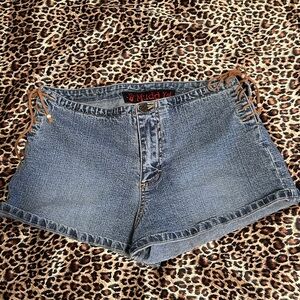 Mudd Blue Denim Lace-Up Shorts